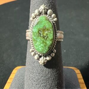 Sterling Silver Sonoran Gold Turquoise Adjustable Ring Size 6-8